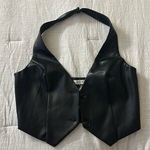12th Tribe Moxie Black Faux Leather Vest
